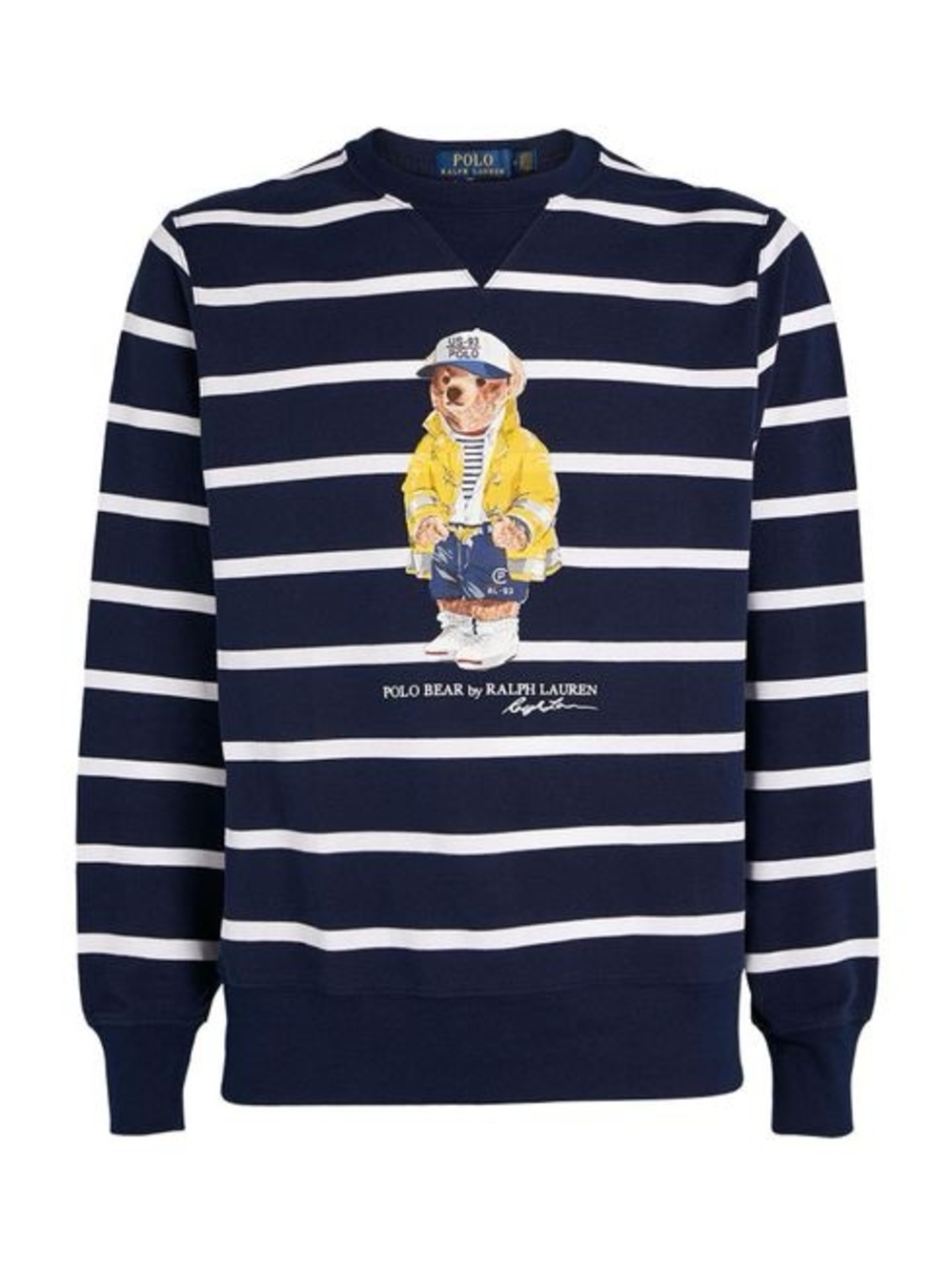 Polo Ralph Lauren Men's Blue Striped Polo Bear Sweatshirt Size L